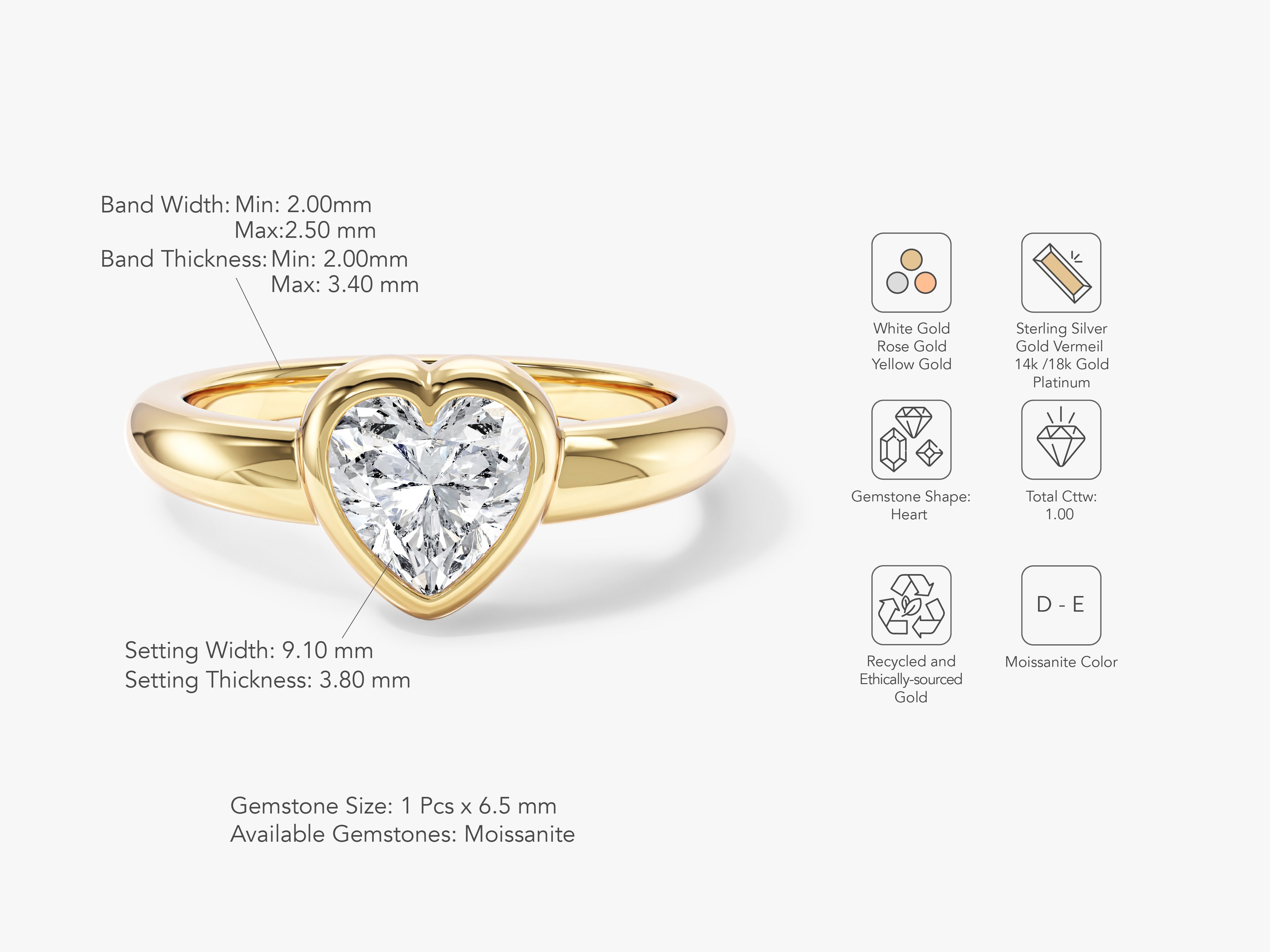 Dome Bezel Heart Lab Grown Diamond Engagement Ring