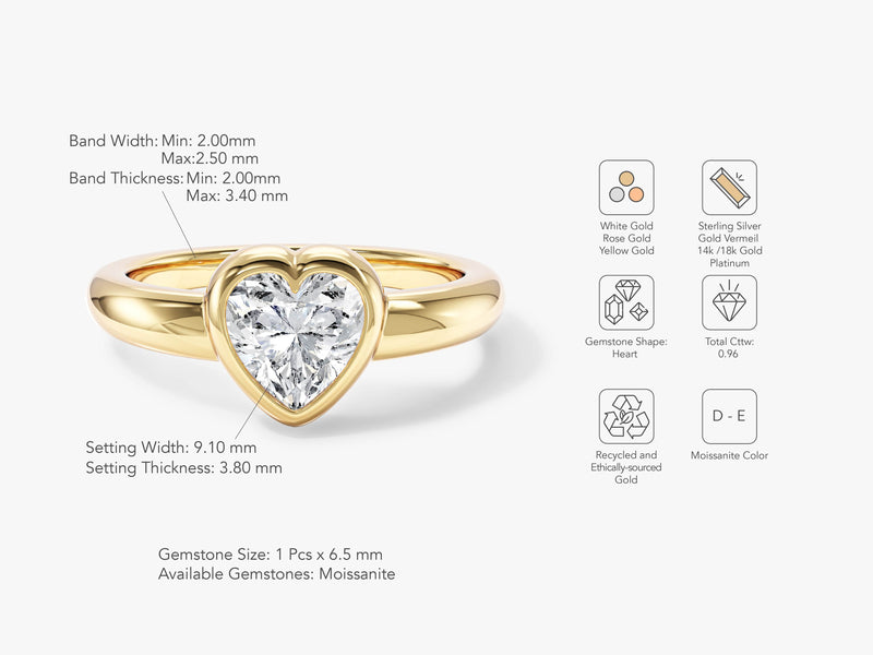 Bezel Set Heart Cut Promise Ring