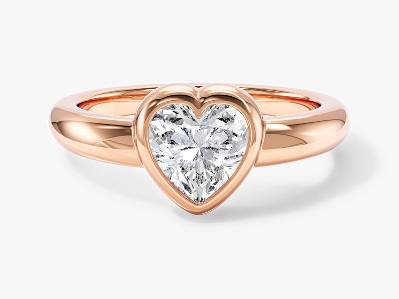 Dome Bezel Heart Lab Grown Diamond Engagement Ring