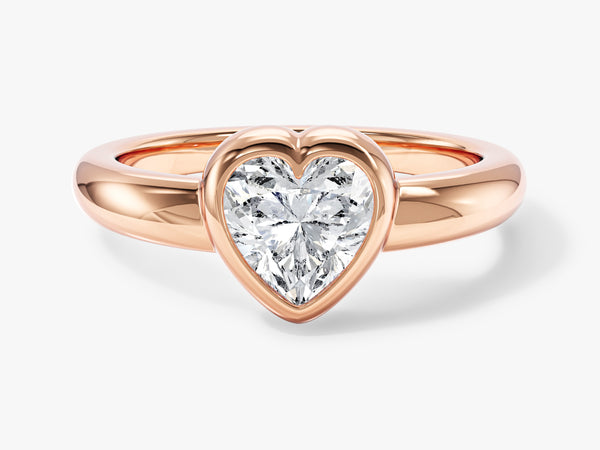 Dome Bezel Heart Moissanite Engagement Ring