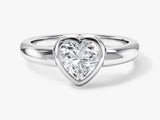 Dome Bezel Heart Moissanite Engagement Ring