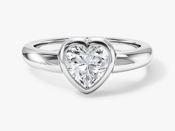 Dome Bezel Heart Moissanite Engagement Ring