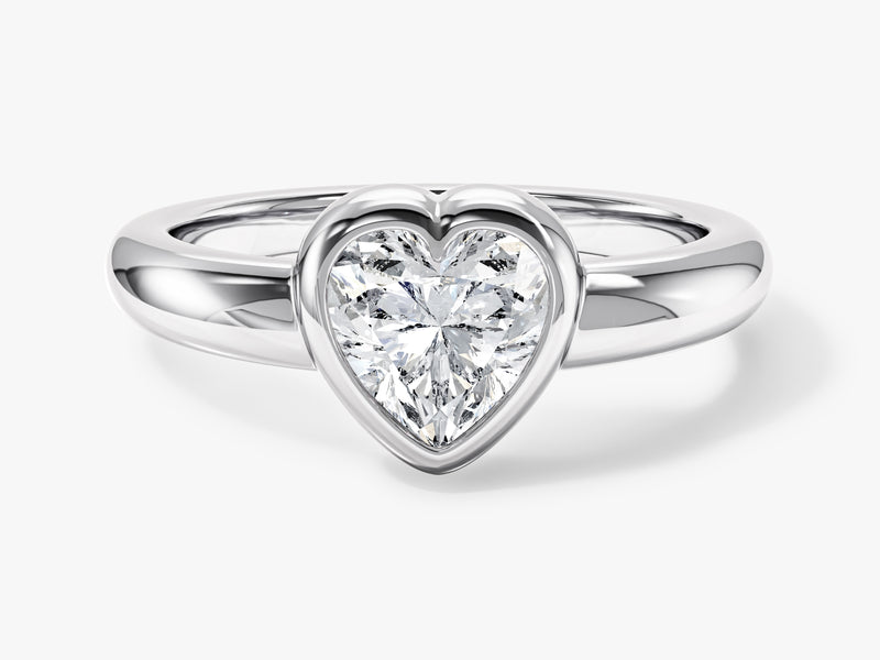 Dome Bezel Heart Moissanite Engagement Ring