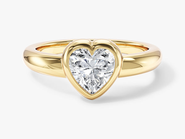 Dome Bezel Heart Moissanite Engagement Ring