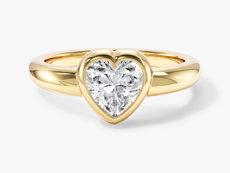 Dome Bezel Heart Moissanite Engagement Ring