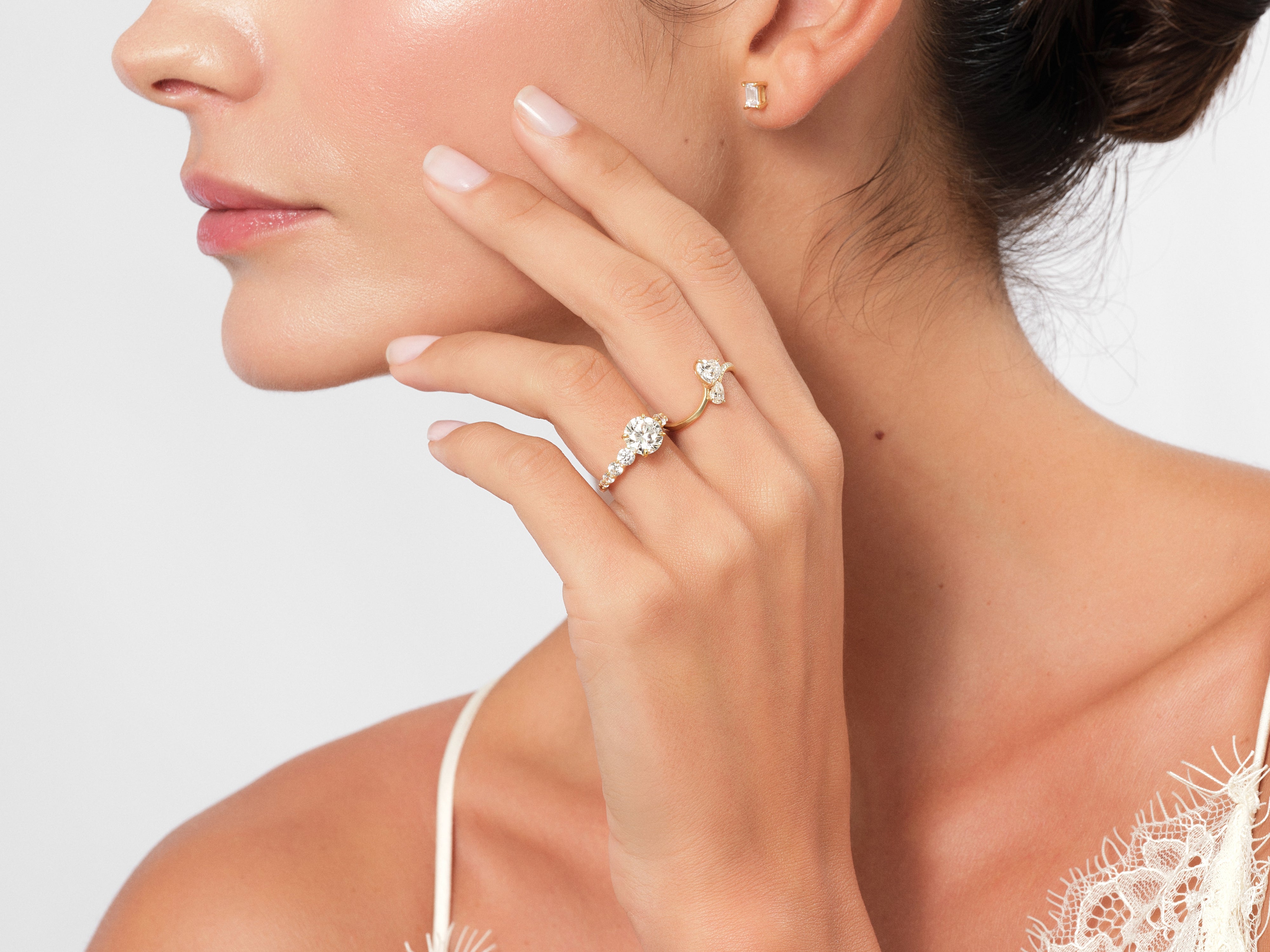 Shared Double Prong Round Lab Grown Diamond Engagement Ring