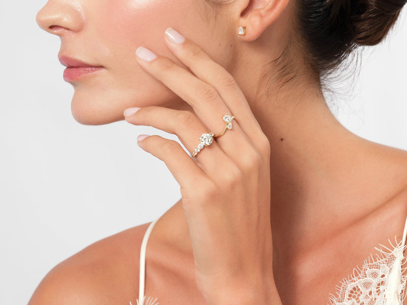 Shared Double Prong Round Lab Grown Diamond Engagement Ring