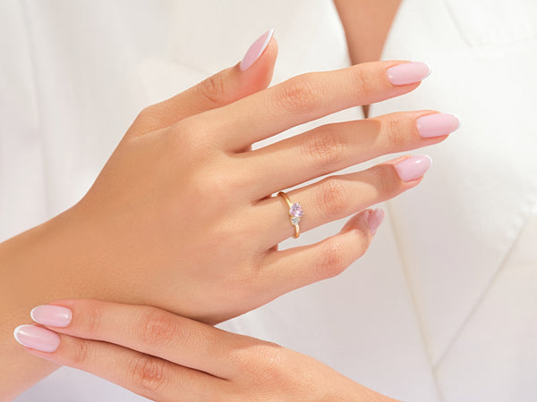 EG251_model_wearing_Yellow_pink_double_heart_Promise_Ring