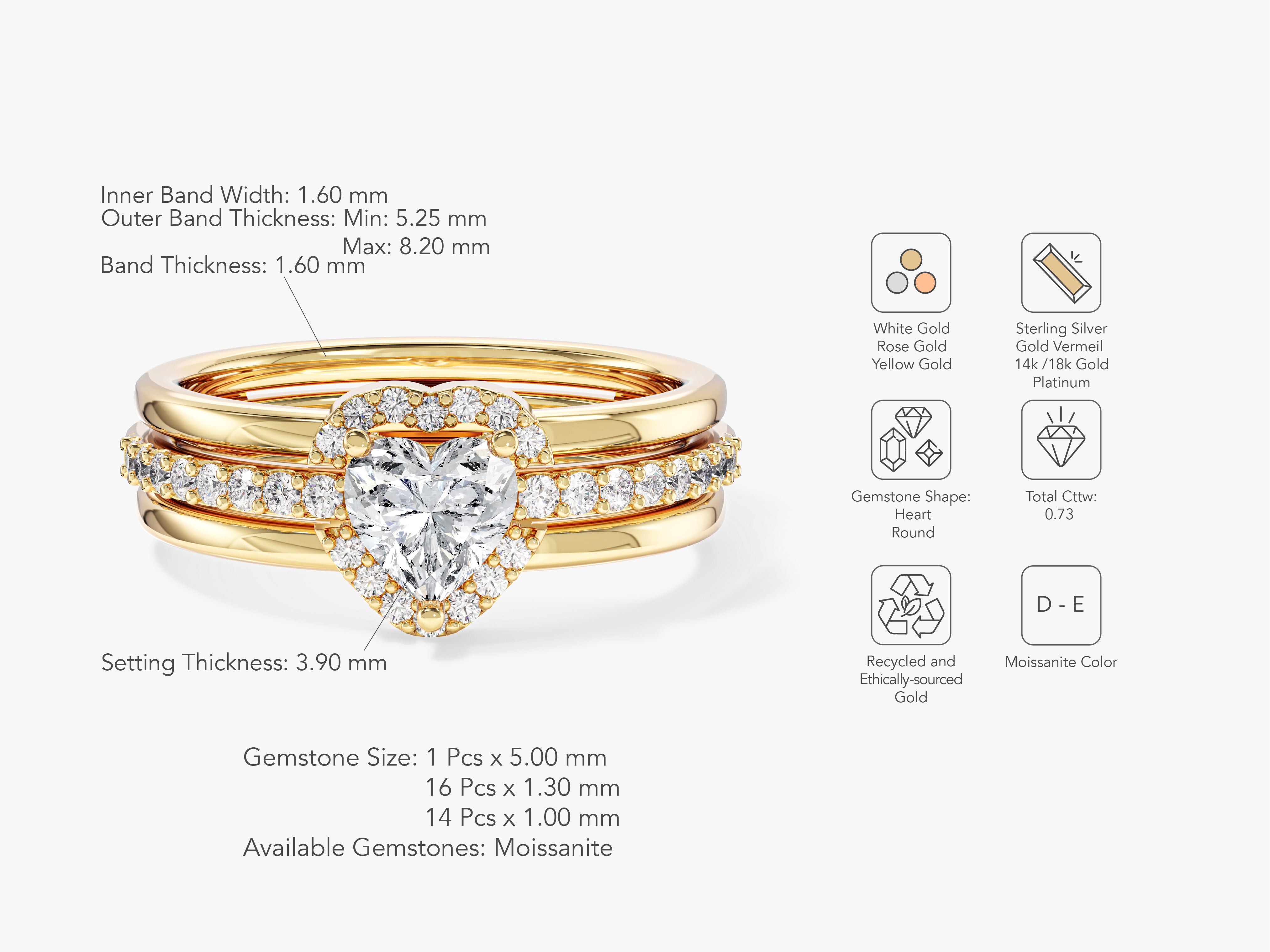 Trio Heart Natural Diamond Engagement Ring