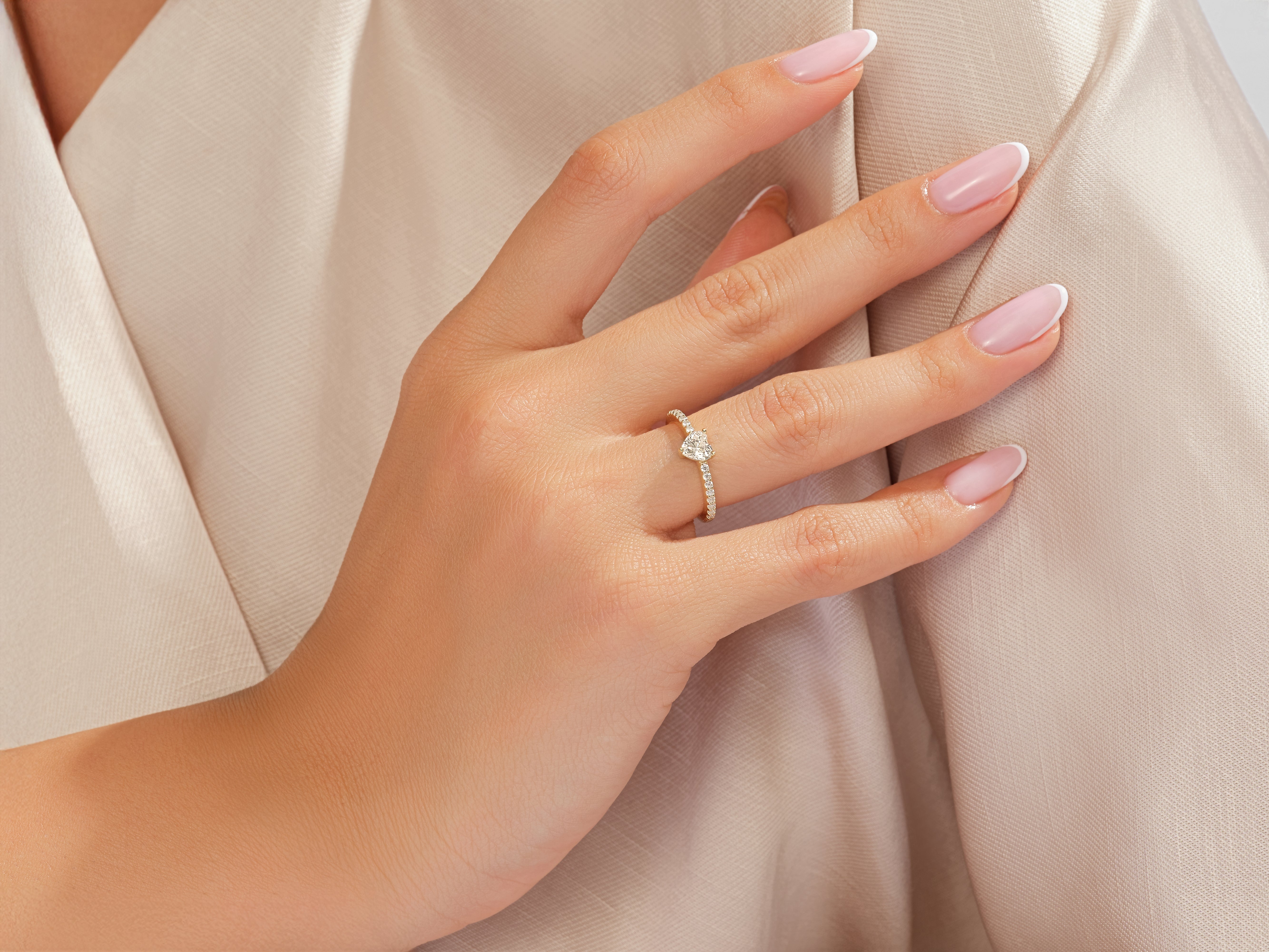 Trio Heart Lab Grown Diamond Engagement Ring