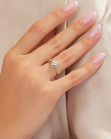 Triple Shank Heart Cut Promise Ring