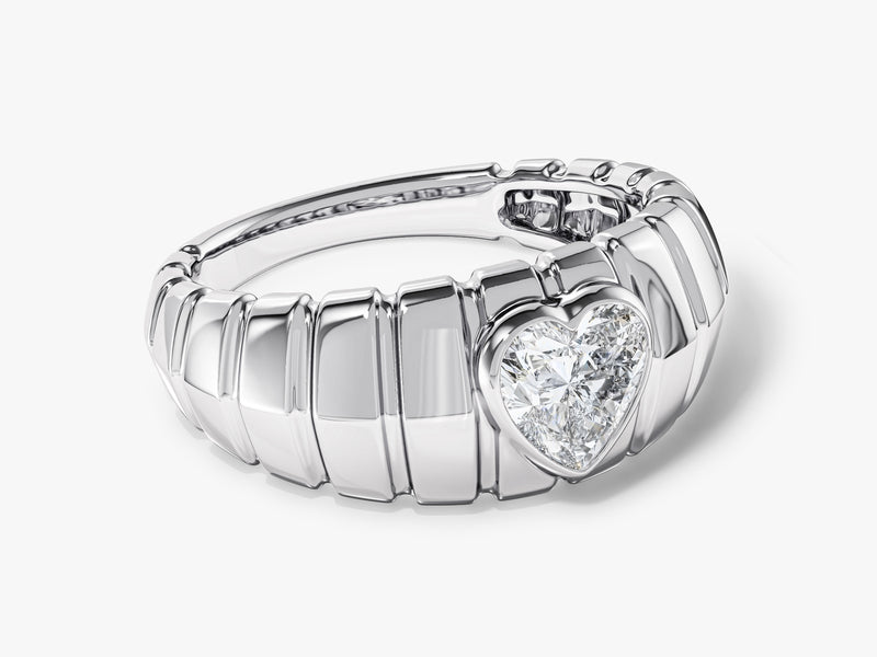 Dome Heart Natural Diamond Engagement Ring