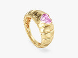 Gold ring with pink heart-shaped gemstone, jewelry design