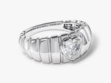 Diamond heart ring, platinum band, luxury jewelry