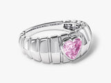 Silver ring with pink heart-shaped gemstone, jewelry