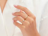 EG254_model_wearing_Yellow_pear_and_round_wave_Promise_Ring