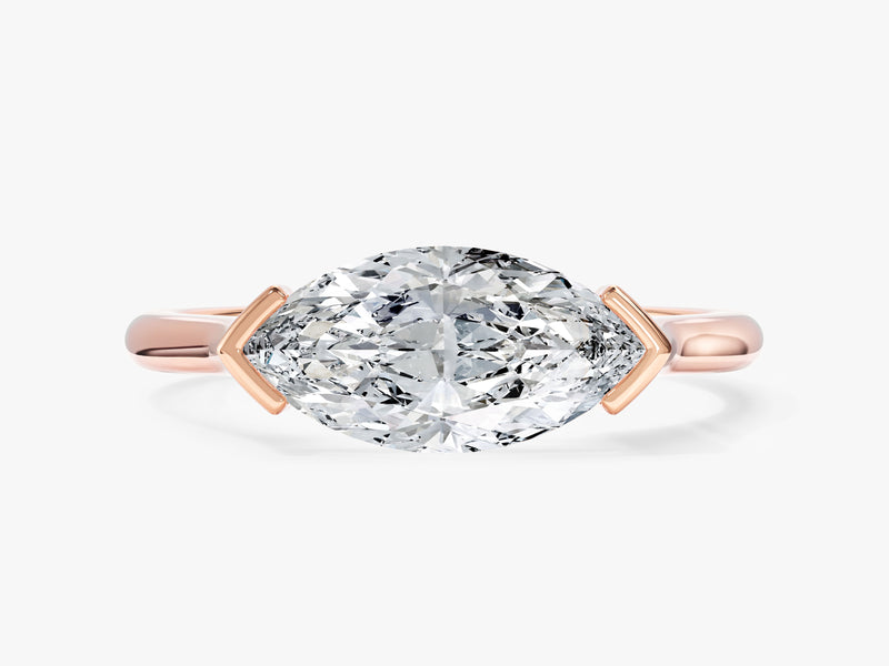 East-West Marquise Natural Diamond Engagement Ring