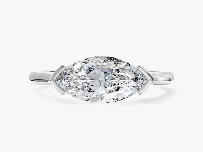 East-West Marquise Natural Diamond Engagement Ring