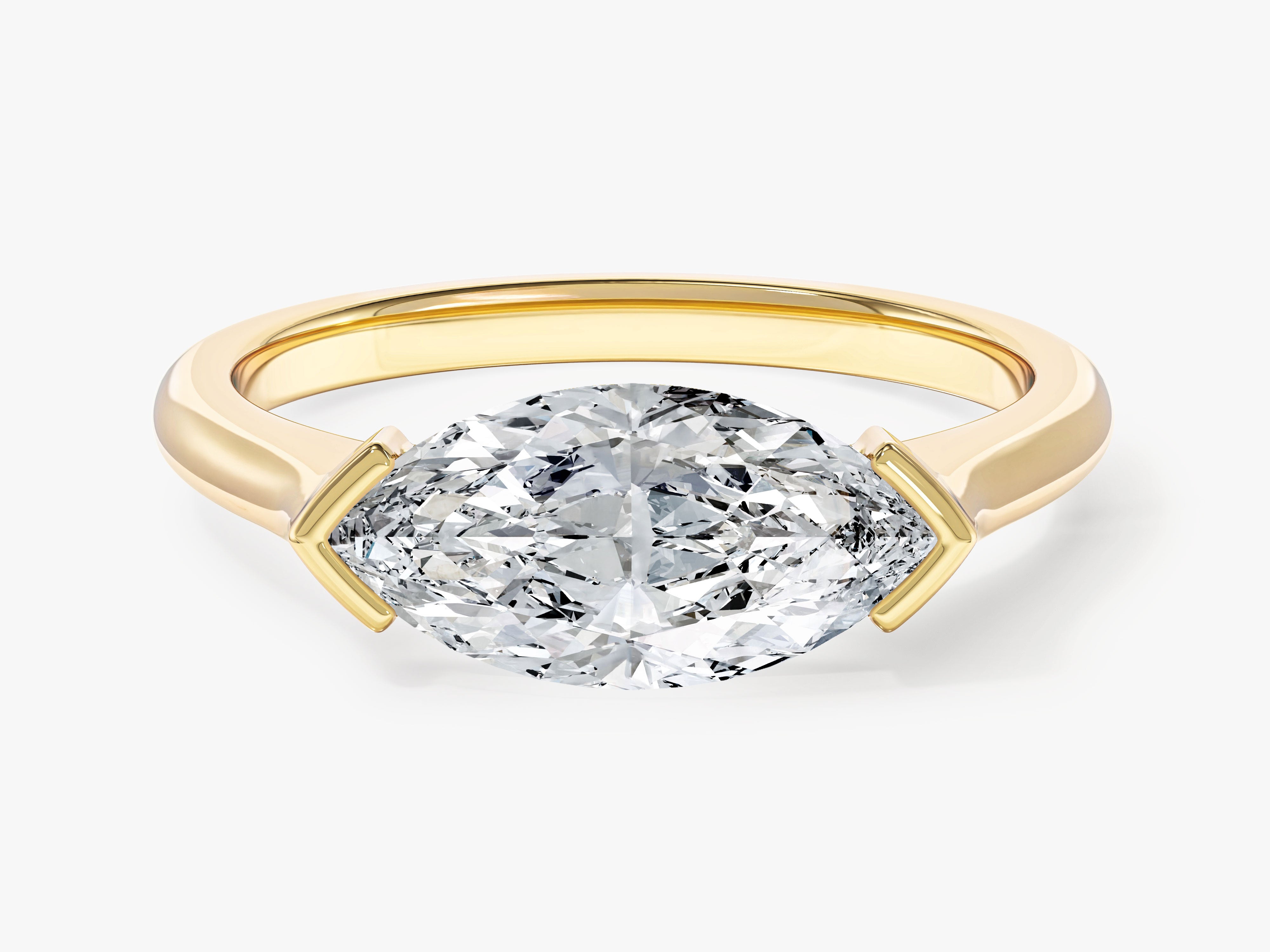 East-West Marquise Lab Grown Diamond Engagement Ring