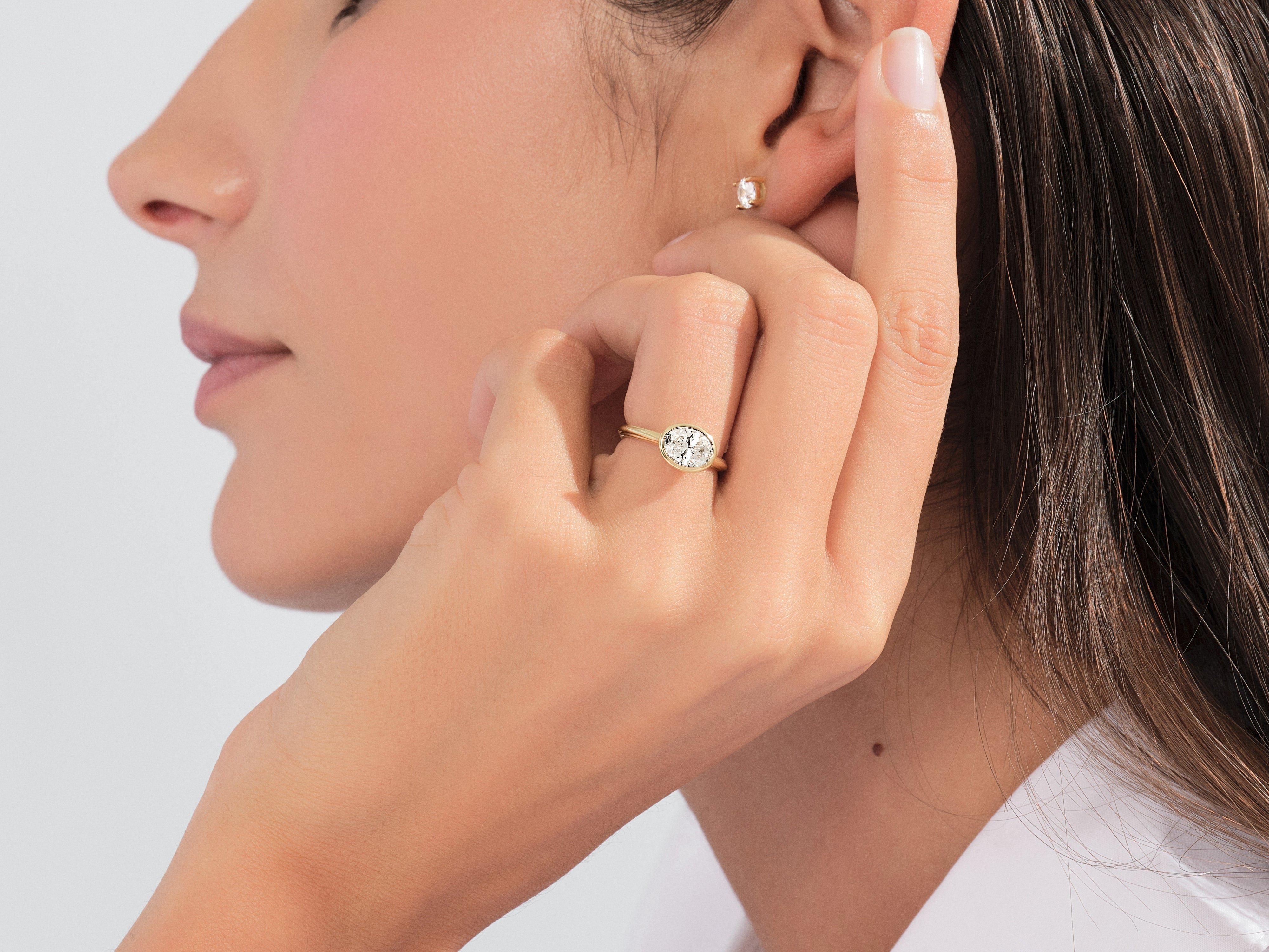 East-West Oval Moissanite Engagement Ring