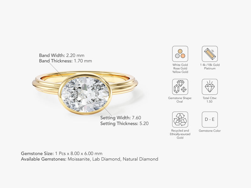 East-West Oval Moissanite Engagement Ring