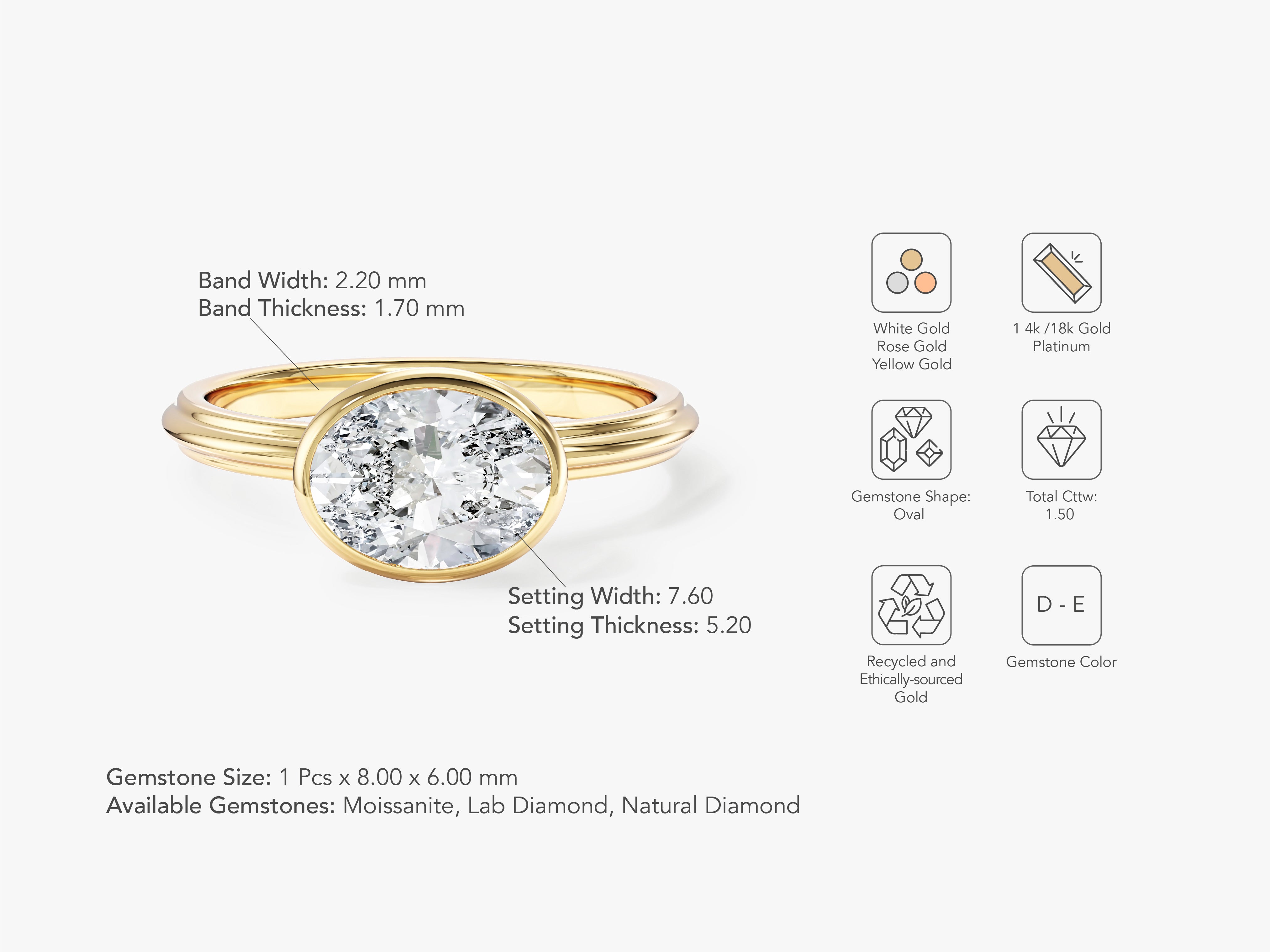 East-West Oval Natural Diamond Engagement Ring