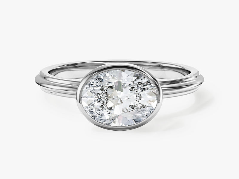 East-West Oval Moissanite Engagement Ring