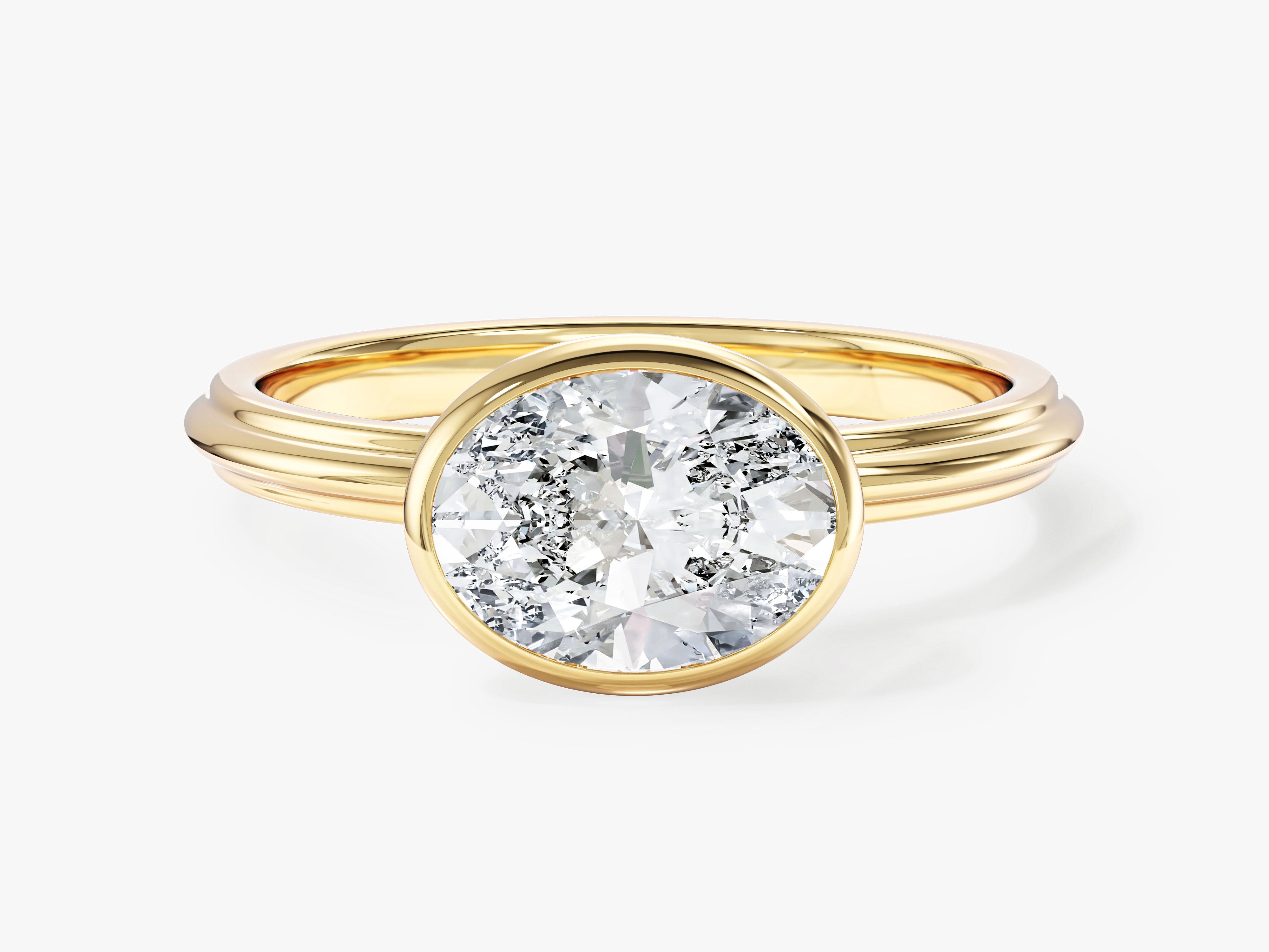 East-West Oval Lab Grown Diamond Engagement Ring