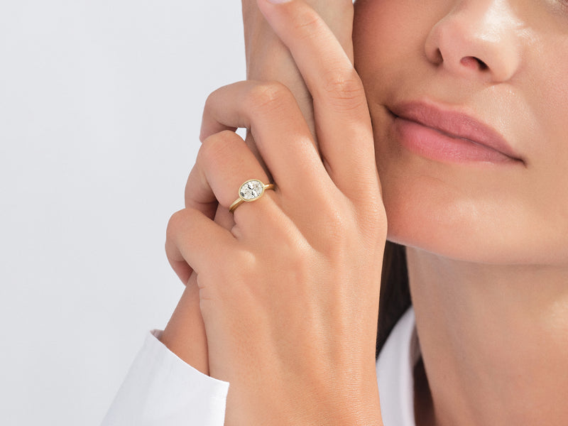 East-West Oval Lab Grown Diamond Engagement Ring