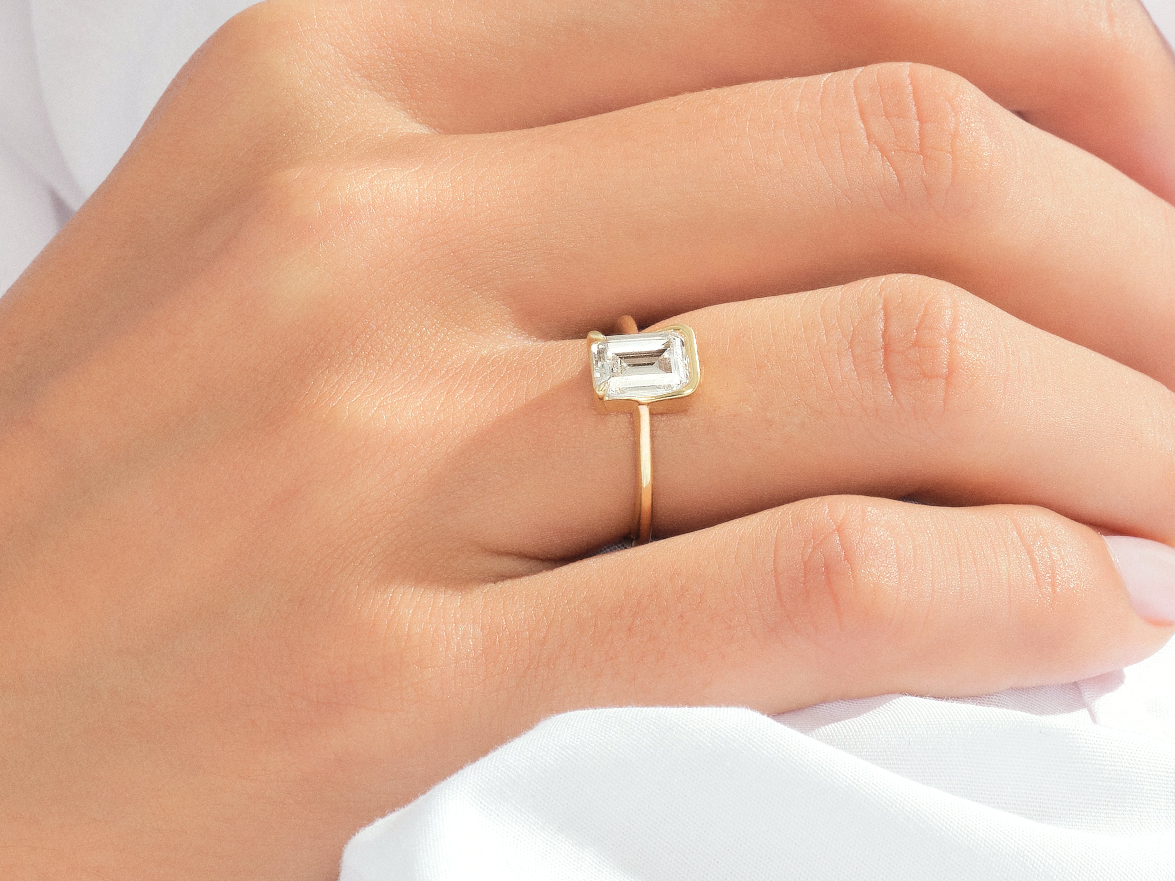 Solo Emerald Cut Moissanite Engagement Ring