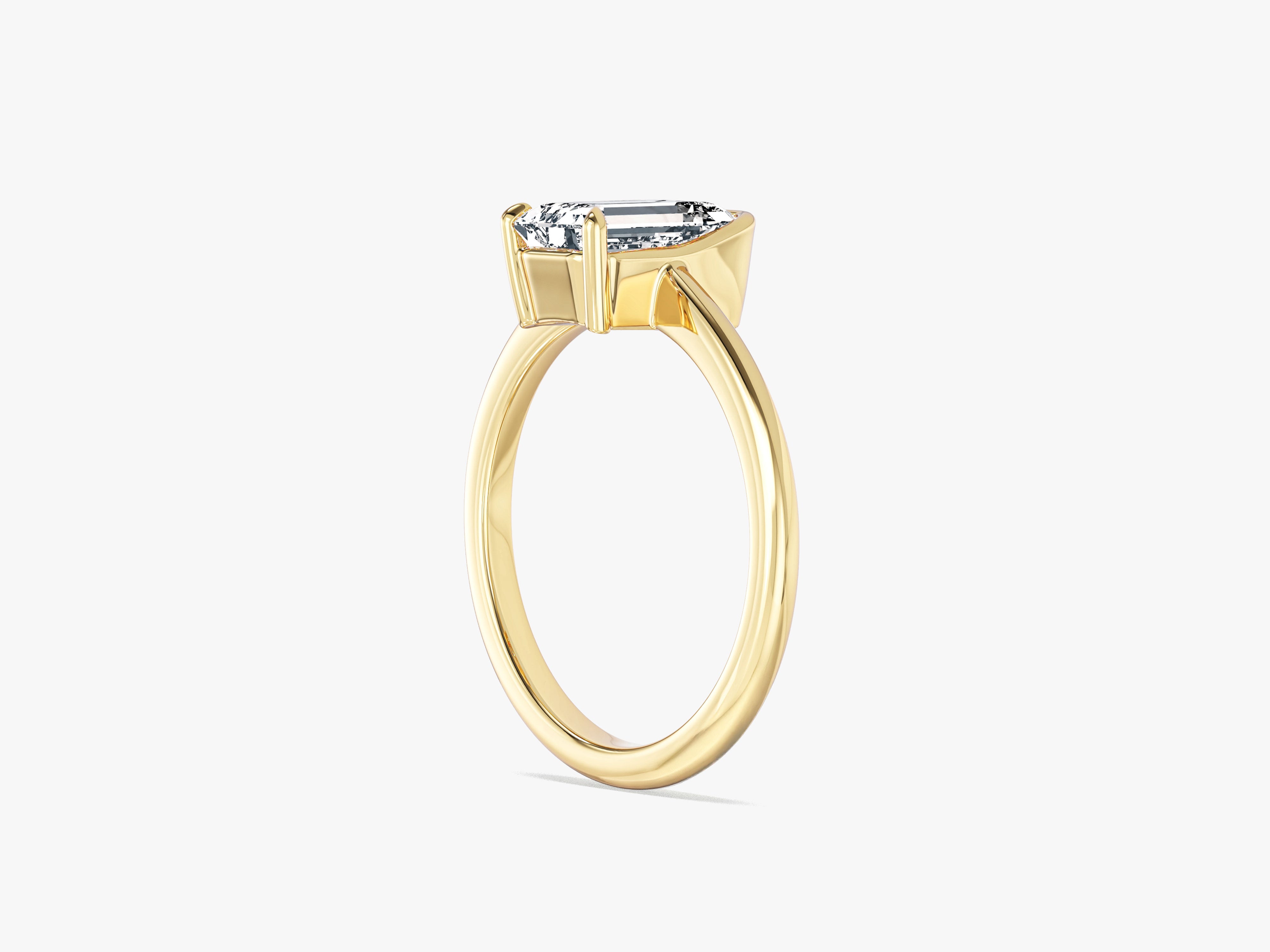 Solo Emerald Cut Natural Diamond Engagement Ring