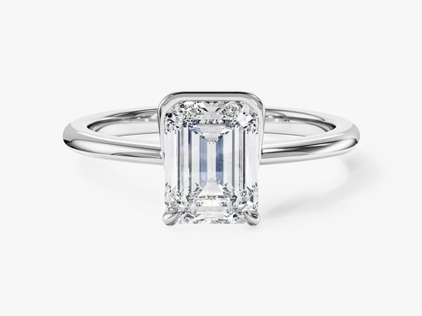 Solo Emerald Cut Natural Diamond Engagement Ring