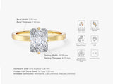 Flat Band Radiant Cut Natural Diamond Engagement Ring