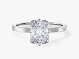 Flat Band Radiant Cut Moissanite Engagement Ring