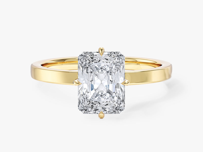 Flat Band Radiant Cut Moissanite Engagement Ring