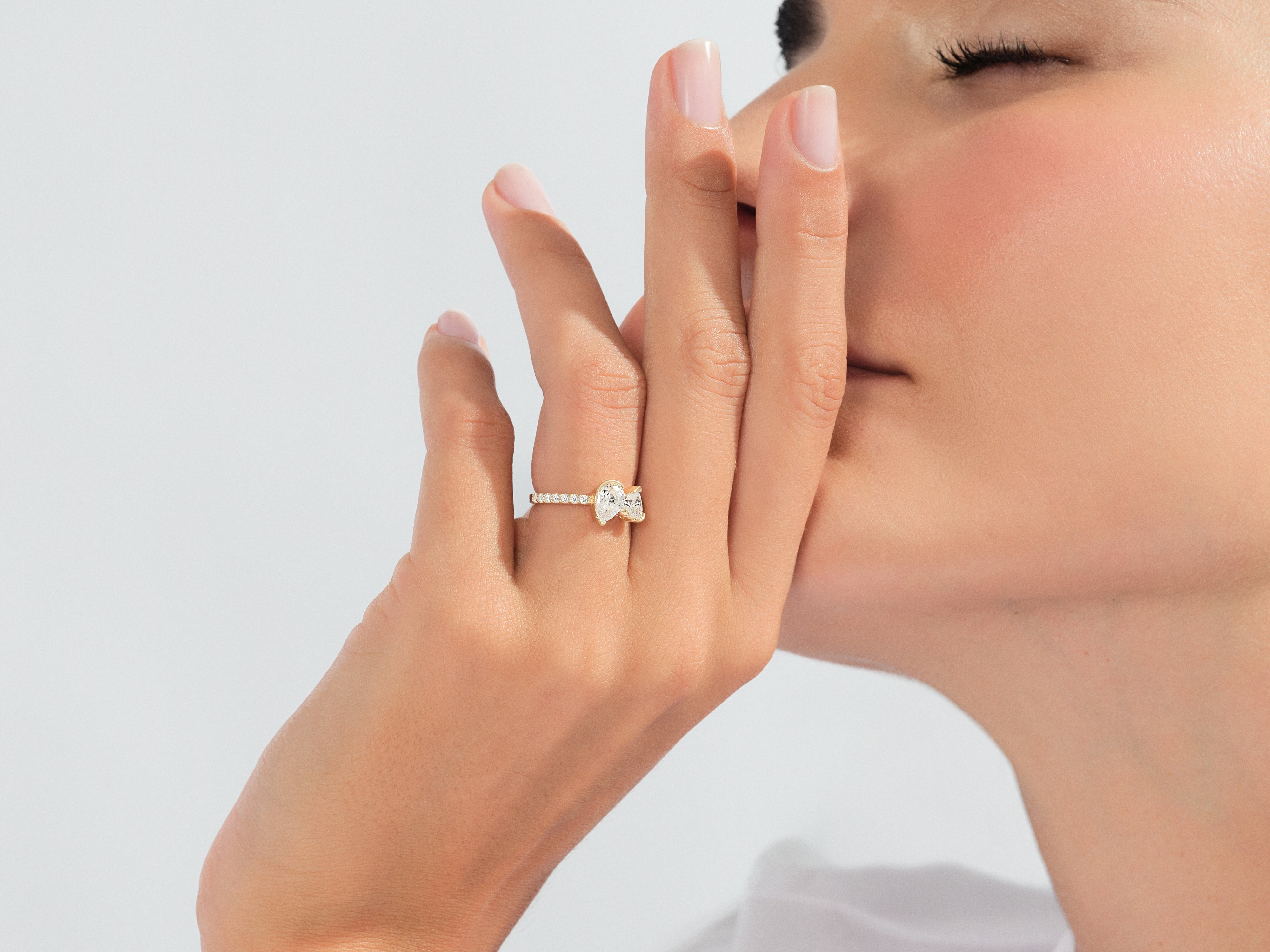 Heart and Pear Cut Moissanite Engagement Ring