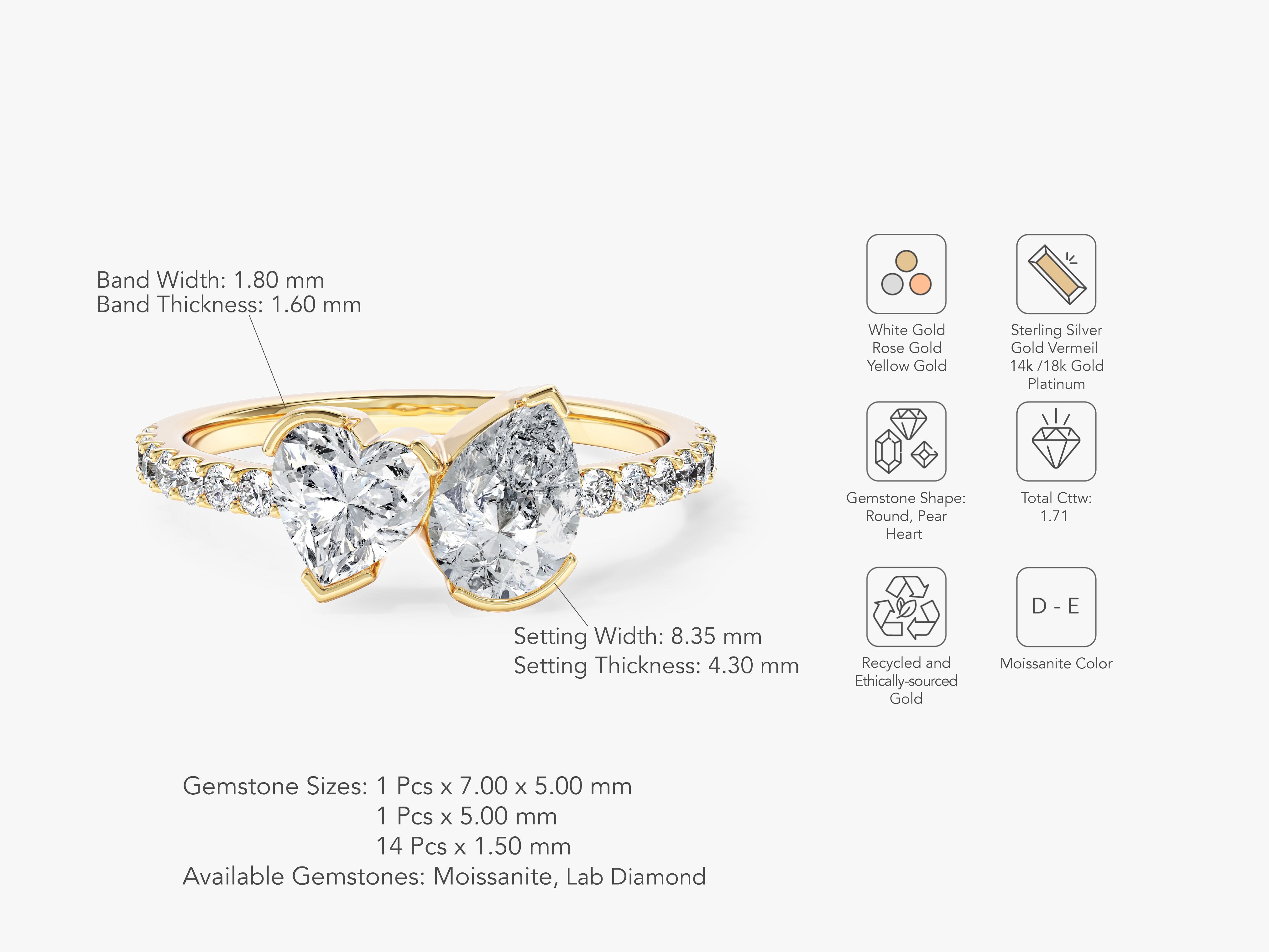 Heart and Pear Cut Moissanite Engagement Ring