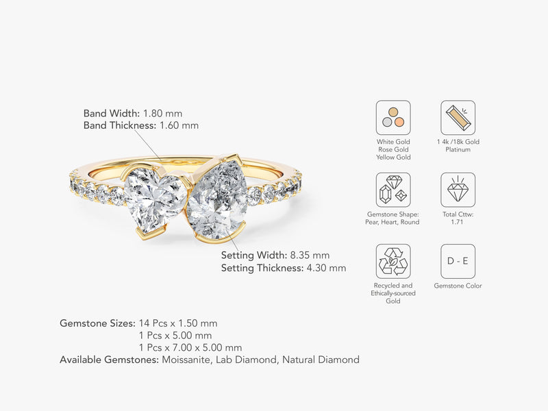 Heart and Pear Cut Lab Grown Diamond Engagement Ring