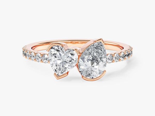 Heart and Pear Cut Moissanite Engagement Ring