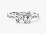 Heart and Pear Cut Natural Diamond Engagement Ring