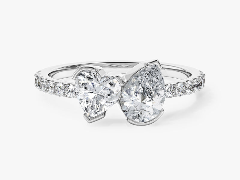 Heart and Pear Cut Moissanite Engagement Ring