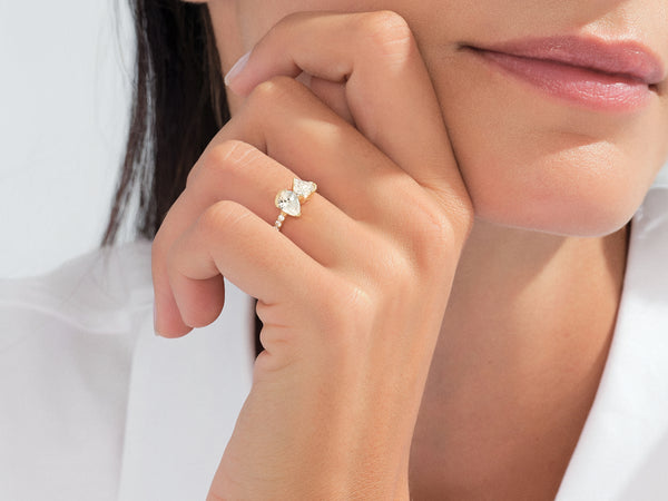 Heart and Pear Cut Lab Grown Diamond Engagement Ring