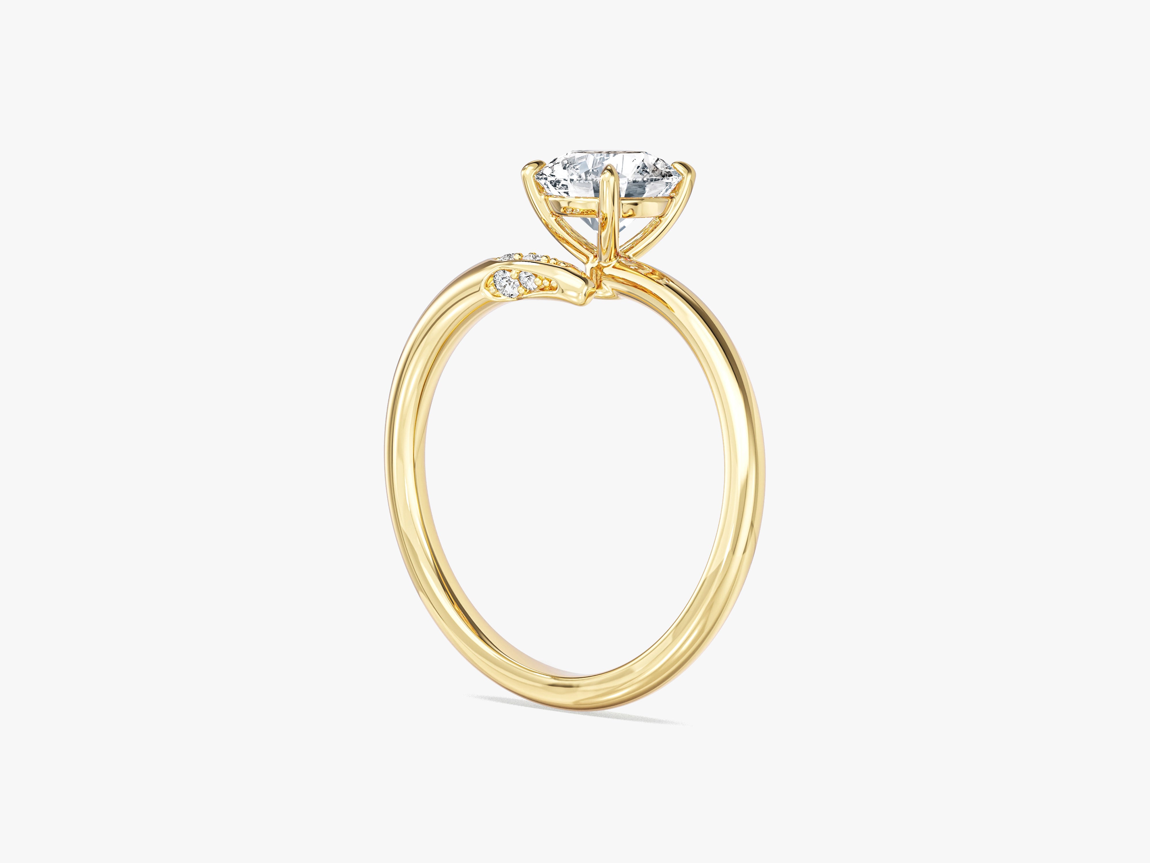 Round Cut Moissanite Bypass Engagement Ring