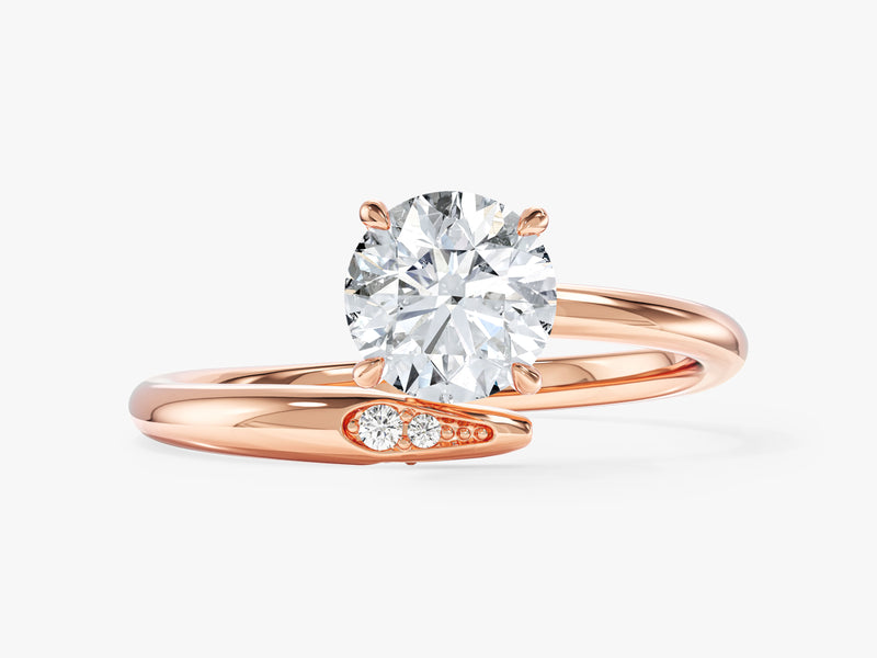 Round Cut Natural Diamond Bypass Engagement Ring