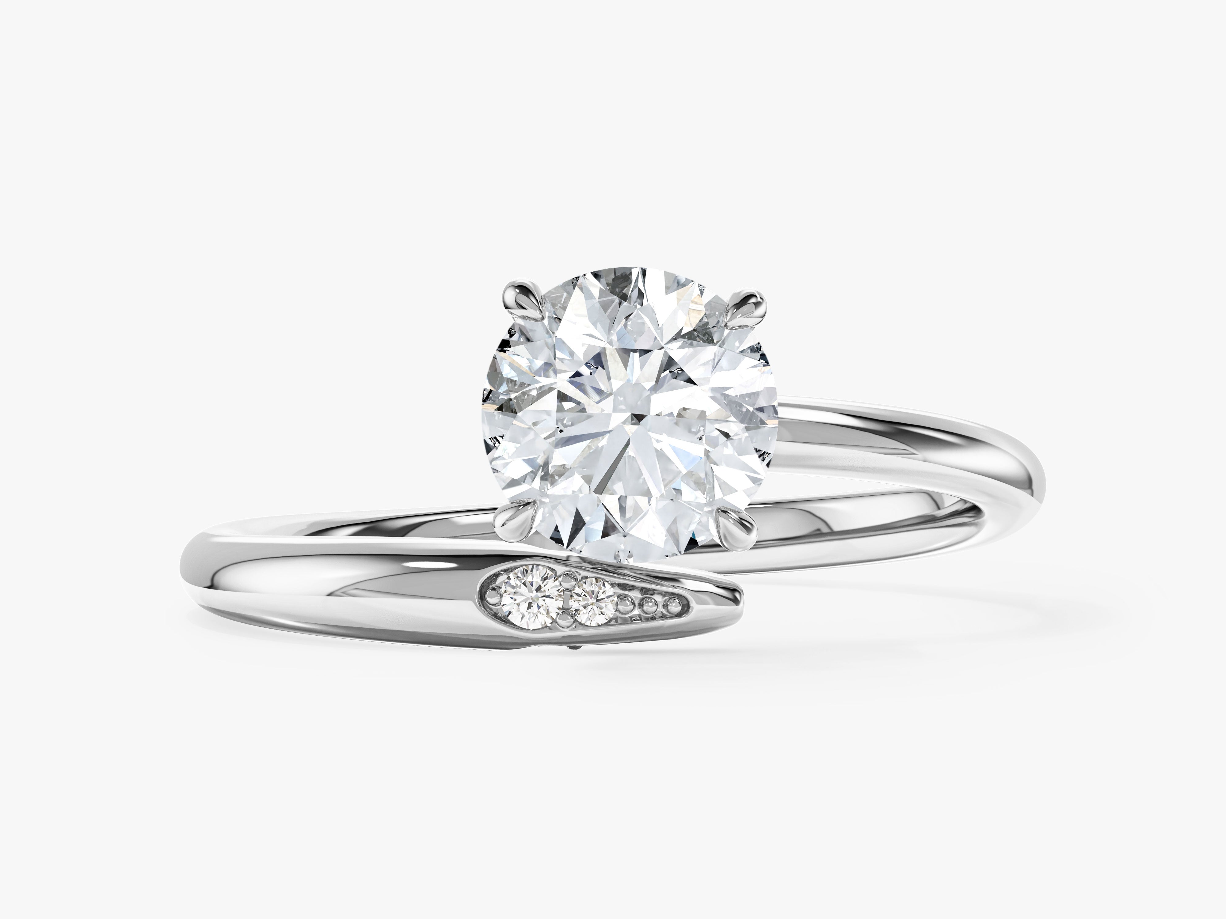 Round Cut Moissanite Open Shank Engagement Ring