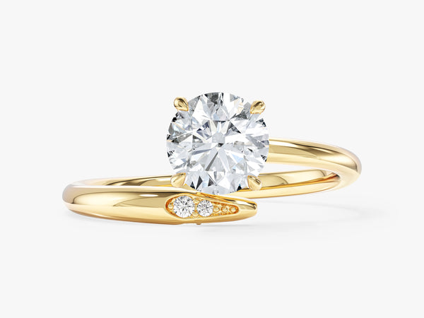 Round Cut Natural Diamond Bypass Engagement Ring
