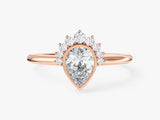 Pear Cut Natural Diamond Crown Engagement Ring