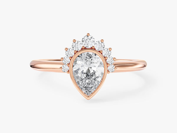 Pear Cut Lab Grown Diamond Crown Engagement Ring