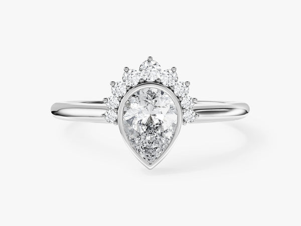 Pear Cut Lab Grown Diamond Crown Engagement Ring