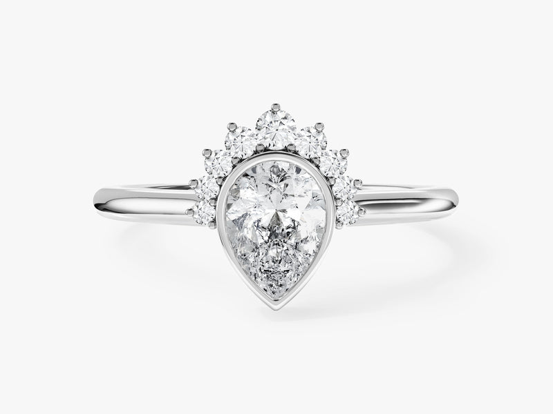 Pear Cut Lab Grown Diamond Crown Engagement Ring